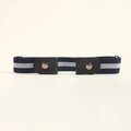 Verstellbarer navyblauer elastischer Gürtel ohne Schnalle mit weißen Streifen und Leder - Marineblau Weiß