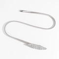 Cintura a molla in metallo argento per donna con fibbia a foglia decorata con strass lucidi - Argento (Forma di Foglia 19414)