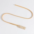 Cintura da donna elastica in metallo dorato con fibbia decorata con tre file di strass - Oro (Strass a 3 File 19413)