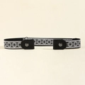 Verstellbarer unsichtbarer elastischer Gürtel mit schwarz-weißem Blumenmuster und Druckknopf - Schwarzes Gemustertes Hemd Im Ethno-stil