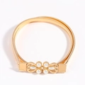 Elegant women's gold elastic spring belt featuring hollow metal clasp and white pearls - Gold (Pearl Flower 19409)