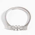 Silver elastic spring waist belt for women featuring a bow-knot pearl buckle - Silver (Pearl Flower 19409)