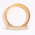 Goldener elastischer Federgürtel mit einer rechteckigen, mit klaren Strasssteinen besetzten Schnalle - Strassschnalle Gold (19406 Gold)