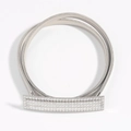 Silberne elastische Feder-Taillenkette für Damen mit rechteckiger Strassschnalle - Strassschnalle Silber (19406 Silber)