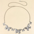 Eleganter silberner Metall Kettengürtel mit Schmetterlingsanhängern für Damen Kleider - Hohler Schmetterling Stil (19412银色)