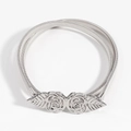 Silver metallic elastic spring belt featuring detailed rose flower buckle for dresses - Rose Buckle Silver (199405 Silver)