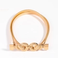 Fashionable gold metal spring belt with interlocking double ring buckle for dresses - Knot Buckle Gold (19404 Gold)