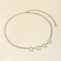 Silver star metal waist chain belt with hollow five-point star charms for women - 19366 Silver (Hollow Star Style)
