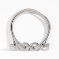 Silver elastic spring waist chain featuring double interlocking ring buckle for dresses - Knot Buckle Silver (19404 Silver)