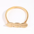 Women's gold elastic metal spring belt featuring a detailed triple leaf buckle design - Triple Leaf Buckle Gold (19403 Gold)