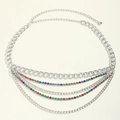Zilveren gelaagde tailleketting met gekleurde strassteentjes voor damesjurk accessoire - Zilver/AB Zirkonia