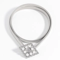 Silberne Metallfeder-Taillenkette für Kleider mit quadratischer Perlenschließe und Strass - Perle Strass Schnalle Silber (19417)