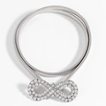 Silberner elastischer Federgürtel mit Strass-Unendlichkeitsverschluss für Kleider - Strass Unendlich Schnalle Silber (19416)