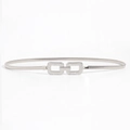 Silver elastic metal waist belt for women with crystal encrusted double frame buckle - Geometric Square Buckle Silver (19421 Silver)