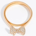 Women's gold elastic spring belt with sparkling rhinestone bow buckle for dresses - Bow Buckle Gold (19422 Gold)