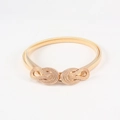 Elastic gold metal waist chain for women with vintage intertwined double ring buckle design - Gold (19243)