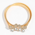 Women's gold elastic metal belt featuring a double butterfly buckle with crystals - Three Butterflies Buckle Gold (19424 Gold)