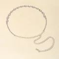 Elegante cintura a catena in metallo argento con maglie a infinito e strass per abiti - Argento