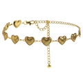 Cinturón de cadena de metal dorado vintage con corazones grabados para vestidos de mujer - Dorado
