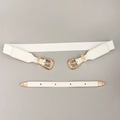 Cintura elastica bianca vintage con fibbia intagliata in metallo dorato per abiti - Bianco (Doppia Fibbia Intagliata)