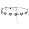 Cinturón de cadena de corazón de metal plateado vintage con grabados bohemios - Plateado