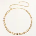 Elegante catena in metallo dorato per la vita con maglie geometriche e pendente a sfera - Oro