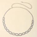 Elegante cadena de cintura plateada con diamantes de imitación, eslabones y cierre langosta - Óvalo de Plata
