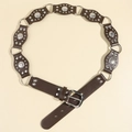 Ceinture Y2K en cuir PU marron foncé avec anneaux en métal argenté et rivets - 120cm / Café Boucle Argentée