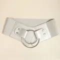 Détail des doubles anneaux métalliques et de la bande élastique de la large ceinture - Taille unique / Argenté