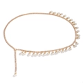Elegante cadena de cintura dorada con perlas de imitación colgantes y cierre ajustable - Dorado