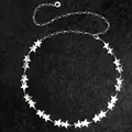 Catena da vita alla moda in metallo con stelle argentate per abiti con chiusura a maglie regolabile - Argento