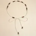 Bohemian woven waist rope with wooden beads and seashells for beach style dresses - Off White