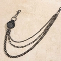 Catena per pantaloni multistrato in metallo nero con tre file e dettaglio in cuoio - Stile in Pelle con Motivo a Sole a Triplo Strato (HYK19145) / Canna di fucile