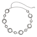 Retro geometric silver metal waist chain with textured circular rings and adjustable clasp - Antique Silver Style (586)