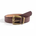 Cintura vintage in PU marrone scuro con fibbia incisa e doppia fila di borchie - Fibbia Intagliata con Borchie Marrone Rossastro (HYP19851)