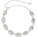 Western vintage silver metal waist chain belt with hammered oval plates for dresses - Oval Hammered Silver (HYY19619)