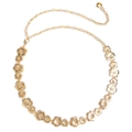 Cintura a catena in metallo dorato floreale vintage con strass per abiti da donna - Stile Fiore a Rilievo (612 Oro) / 612 Oro