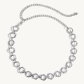 Vintage zilveren metalen tailleketing met ronde schakels en verstelbare sluiting link - Zilver Stijl (588)