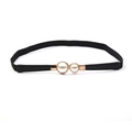 Elegante cintura elastica nera con fibbia a perla e finitura in metallo oro rosa - Nero