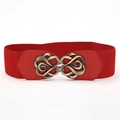 Roter elastischer Taillengürtel mit Vintage-Bronzeschnalle für Kleider und Mäntel - Rot