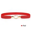 Cintura elastica da donna in rosso vivace con fibbia a incastro in metallo oro - Rosso