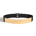 Ceinture élastique pour femme avec large plaque en métal doré poli et boutons-pression - 80-100cm / Doré