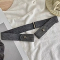 Adjustable grey elastic no-buckle belt for jeans with secure snap buttons and metal clip - 60-80cm / Gray