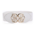 Cintura elastica bianca da donna con fibbia metallica a forma di cuore intrecciato oro - Bianco