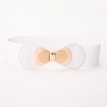 Ceinture élastique blanche pour femme avec boucle papillon dorée et bande large - Blanc Sucré