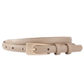 Minimalist khaki leather waist belt for women with elegant golden alloy buckle - Khaki