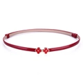 Cintura sottile regolabile in vernice rossa con elegante fibbia a quadrifoglio dorata - Rosso