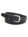 Classic black leather belt for women featuring a minimalist silver-toned D-ring buckle - Black