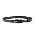 Ceinture fine en cuir noir pour femme avec une boucle fer à cheval dorée et élégante - Noir