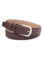 Classic dark brown belt with matte silver pin buckle and stitching for casual jeans - Coffee